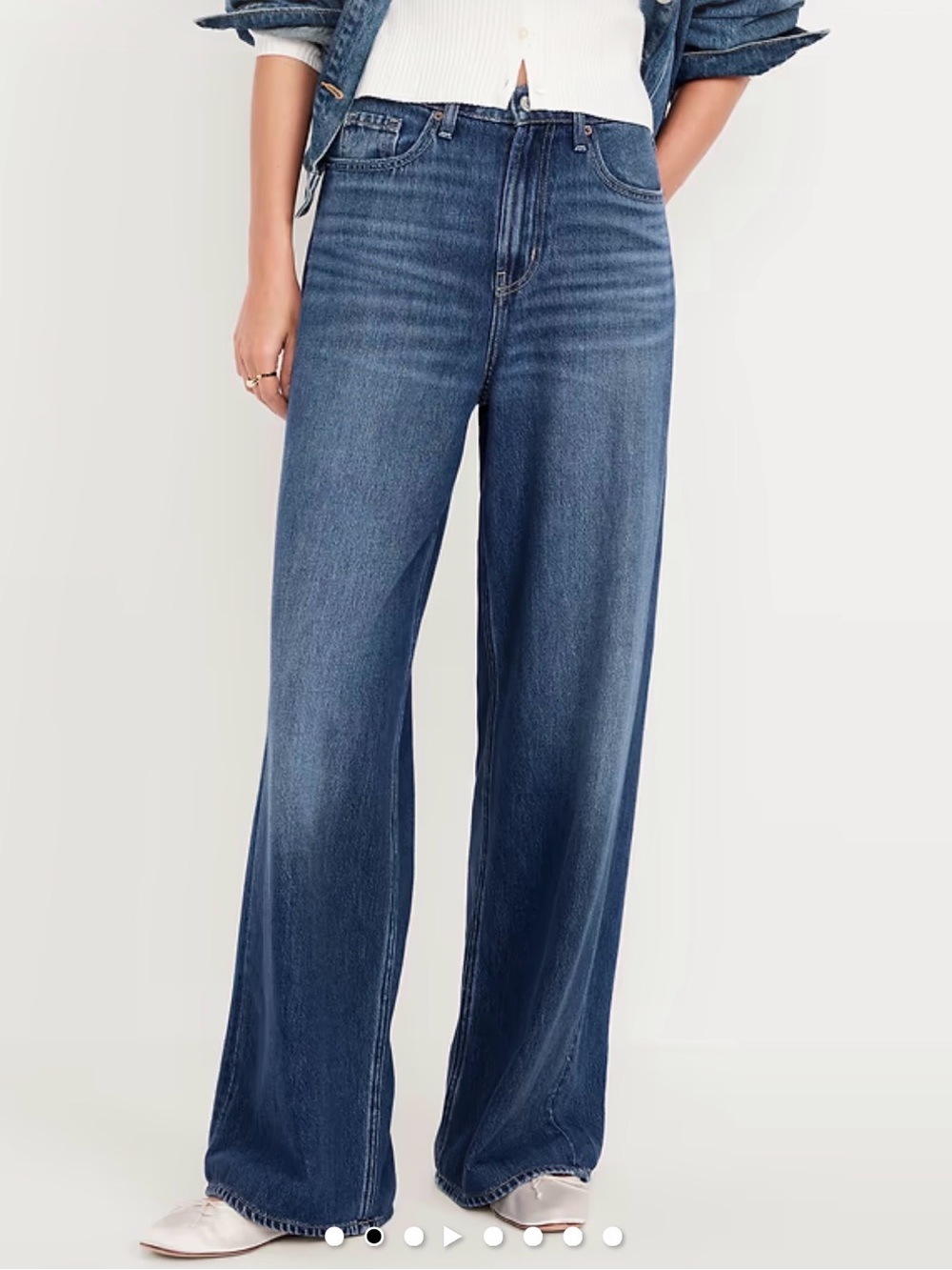 Old Navy Drapey Denim High Rise Baggy Wide Leg Jeans 12 Tall